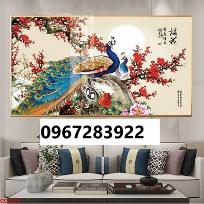 Gạch tranh đẹp chim công 3D