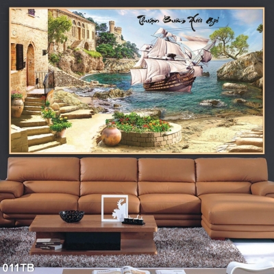 Tranh 3D- Tranh gạch thuận buồm xuôi gió