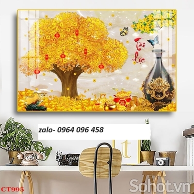 Tranh gạch 3d cây kim tiền - 654CVB