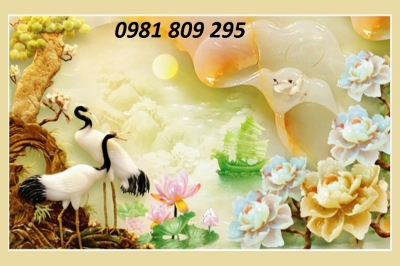 gạch tranh 3d chim hạc
