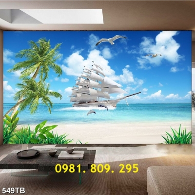 Tranh gạch 3d thuyền , tranh gạch men