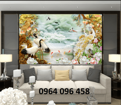 Tranh gạch 3d trang trí phòng khách đẹp - 743XC