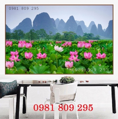 Tranh 3d hoa sen , gạch men 3d JP56