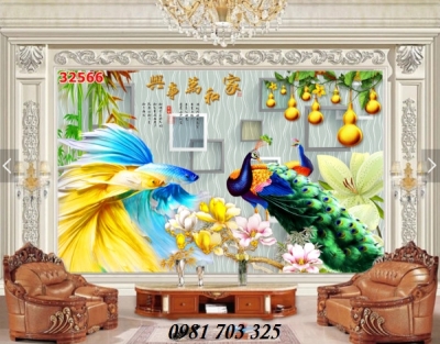 Gạch tranh đẹp cá chép 3d