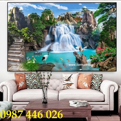 Tranh phong cảnh, gạch tranh 3d thác nước HP9272