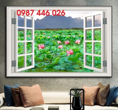 Gạch 3d tranh gạch hoa sen tường đẹp HP08833