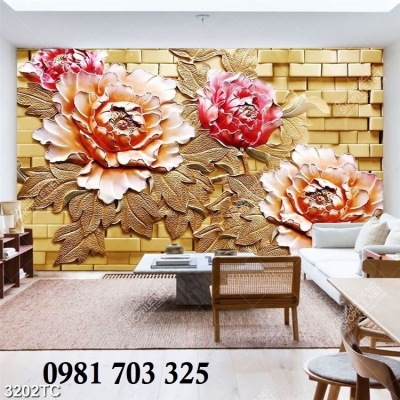 Tranh gạch men phong thủy hoa mẫu đơn,chim công