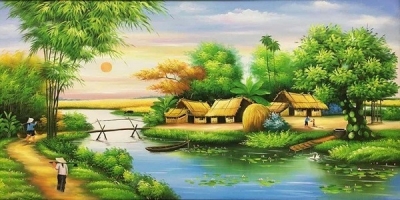 Tranh gạch phong cảnh đồng quê 3d - FDX96