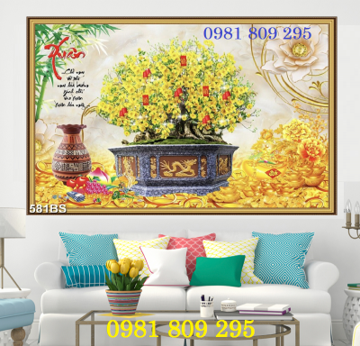 Gạch tranh cây mai - gạch 3d