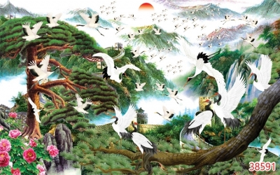 Tranh gạch chim hạc 3d - 1899CV
