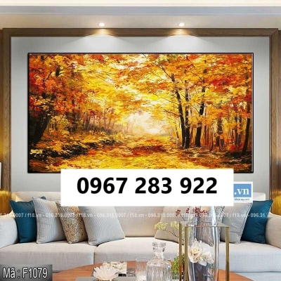 Gạch tranh 3d cảnh mùa thu lá vàng
