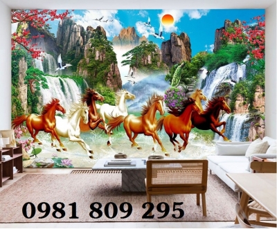 Gạch tranh bát mã , gạch tranh 3d