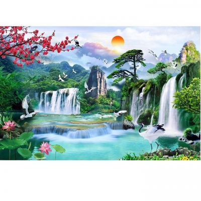 Gạch men họa tiết ốp tường phòng khách