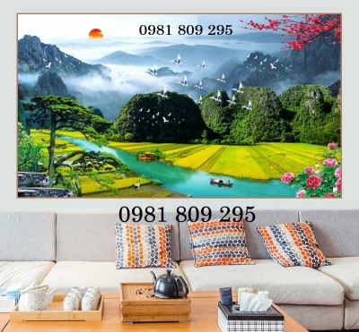 Gạch tranh đá phong cảnh non nước hữu tình cảnh tự nhiên đẹp