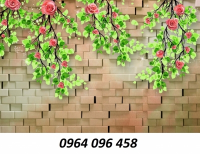 tranh gạch ốp tường 3d hoa hồng - 643SN