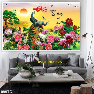 Tranh  gạch chim công 3D trang trí