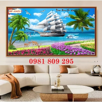 Tranh gạch , gạch ốp thuyền buồm xuôi gió HN999