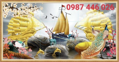 Gạch tranh cây tiền lộc vàng