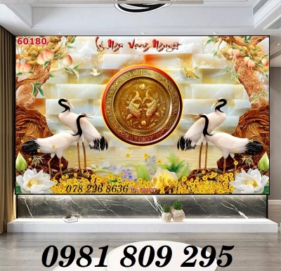 Tranh gạch tùng hạc nghênh khách