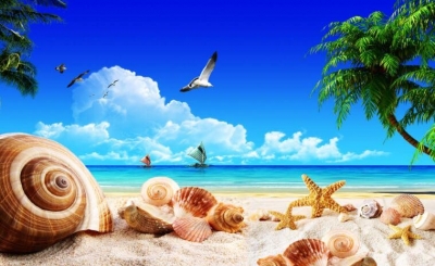 Tranh gạch- Gạch tranh 3D bãi biển