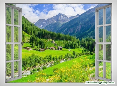 Tranh 3d - tranh gạch 3d hình cửa sổ - 66XK