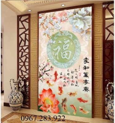 Tranh gạch- Tranh hoa 3D khổ dọc