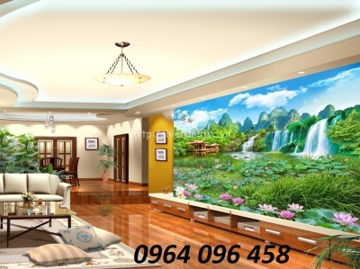 Tranh phong thủy phòng khách tranh gạch 3d