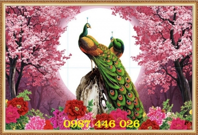 Tranhh gạch 3d chim công HP7243