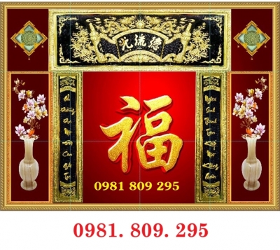 Tranh gạch men ban thờ gia tiên 3d
