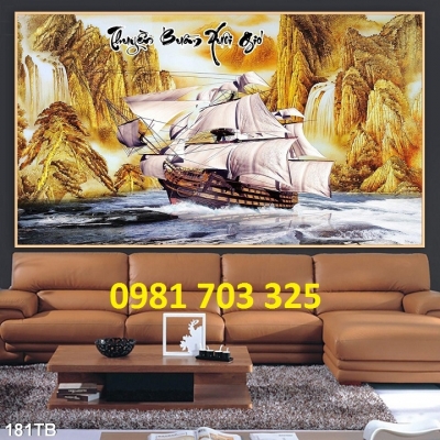 Gạch tranh 3D thuyền buô