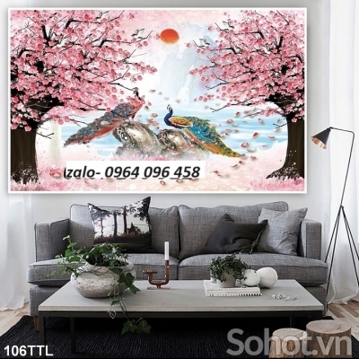 Tranh gạch 3d ốp tường hoa đào 3d - 6555CVV
