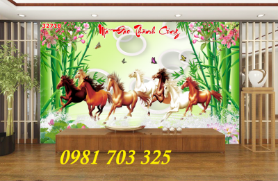 tranh 3D phong thủy,gạch tranh bát mã