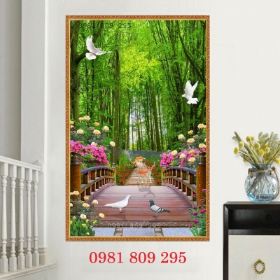 Mẫu tranh gạch phong cảnh đứng