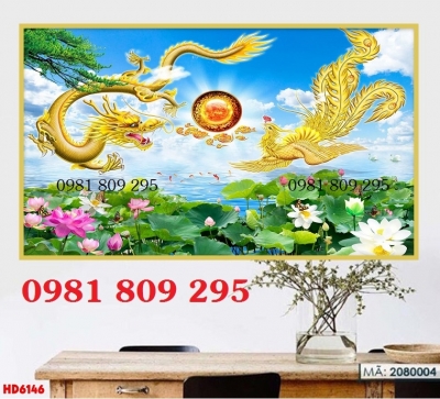 Tranh gạch 3d rồng phụng đẹp HP598