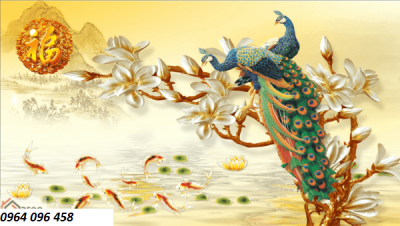 Tranh gạch chim công 3d - MNB55