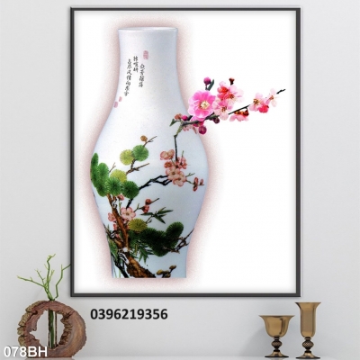 Tranh gạch bình hoa đẹp 3D trang trí
