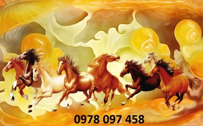 Tranh gạch men họa tiết 8 chú ngựa