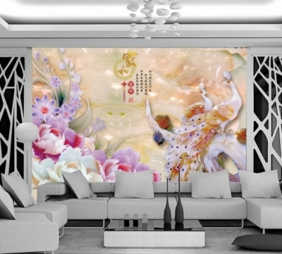Tranh gạch 3d phong thủy cá chép hoa mẫu đơn - BNBB9