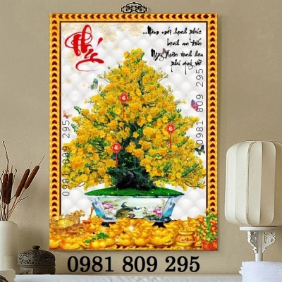 Gạch tranh hoa mai vàng 3d