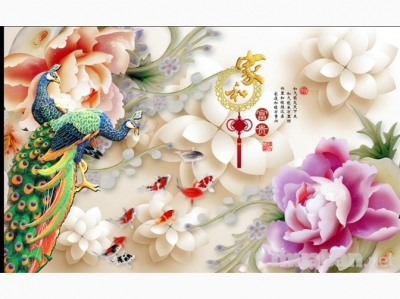 Tranh gạch 3d ốp tường chim công - 600CVV