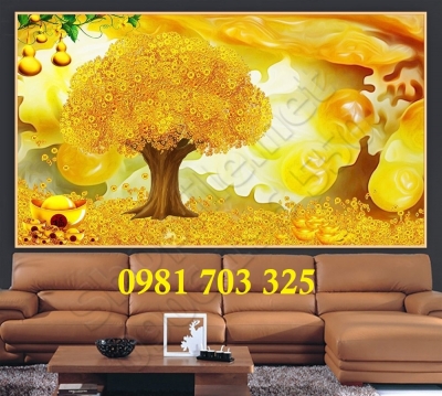 Tranh gạch kim tiền tài lộc 3D
