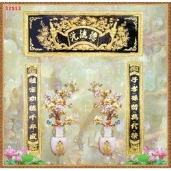 tranh gạch ốp tường mẫu câu đối phòng thờ - XCN6