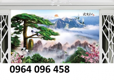 Tranh gạch 3d phong thủy mây núi - SXC78