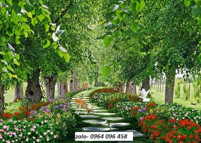 Tranh gạch ốp tường phong cảnh rừng cây 3d - CXV44