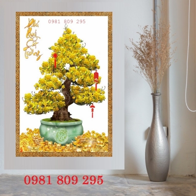 Gạch men ốp tường trang trí hoa mai vàng