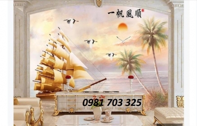 Tranh gạch men thuyền buồm