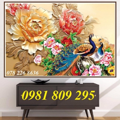 Tranh gạch men - tranh 3d chim công