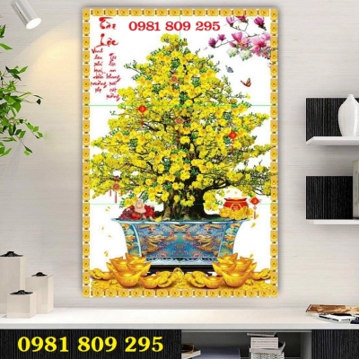 Gạch tranh hoa mai vàng, tranh gạch men HP1221