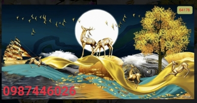 Gạch tranh cây tiền lộc vàng