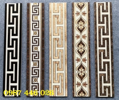 Gạch viền hoa văn khắc vàng HP739